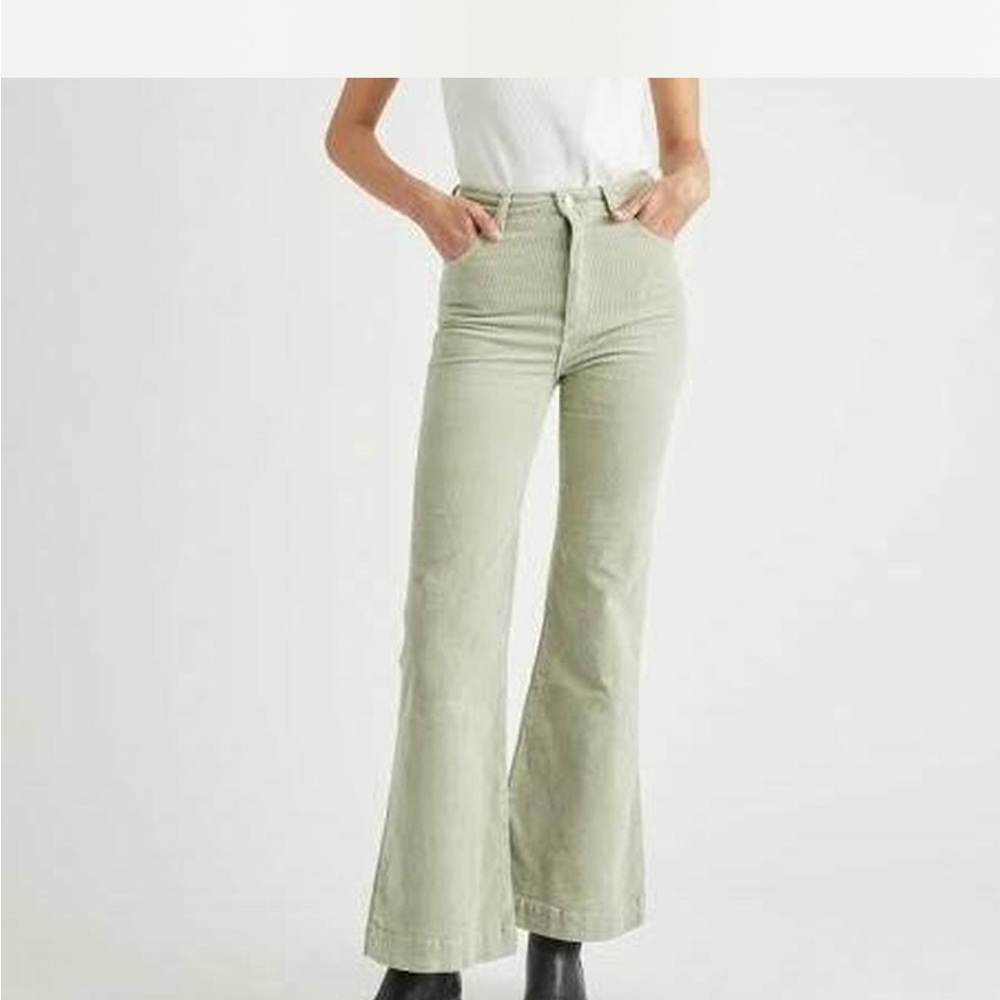 Rolla’s Eastcoast Flare Corduroy Pants Seagrass Mint‎ Size 24 NWT High Rise